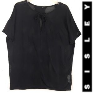 SISLEY Italy Black Semi Sheer Top Tunic